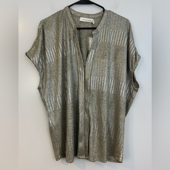 NWT Bishop + Young Blake Metallic Blouse From Anthropologie Size Medium - Picture 2 of 14